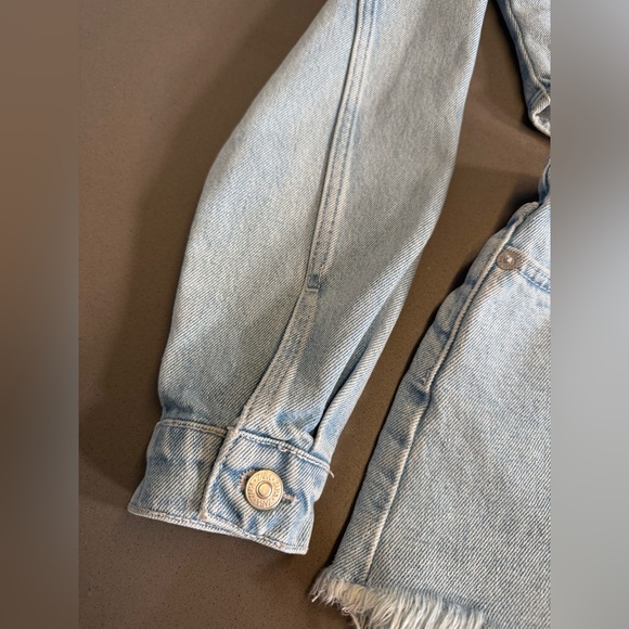 ZARA Denim Cut Out Romper Playsuit Frayed Shorts Size XS - Picture 8 of 11